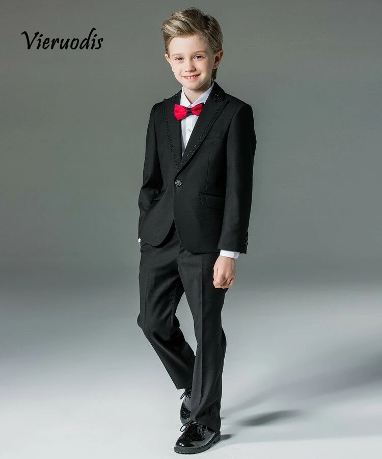 91-1           New Arrival Black Boy Wedding Best Man Groomsman Flower Suit Formal Party Tuxedo