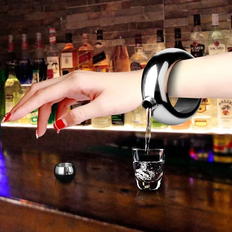 

Abay Bracelet Flask 3.5OZ Wine Whiskey Hip Flask Bracelet Alcohol Bottle Vodka Bottle Creative 304 Stainless Steel Ring Bottle