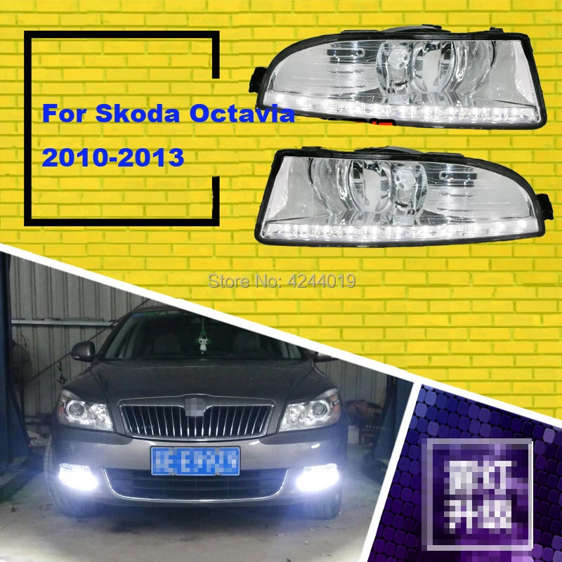 

Fits 2010-2013 Skoda Octavia Day Light Fog Lights Fog Lamps LED Driving Light DRL Daytime Running Lights