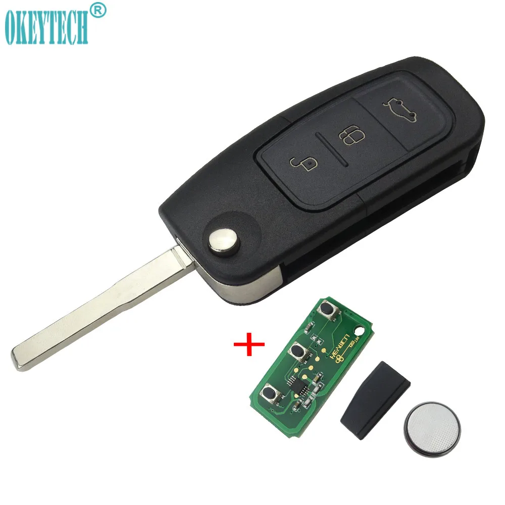 OkeyTech 315MHz 433MHz 4D63 Chip 3 Button Flip Folding Remote Control car Key for Ford Focus 2 3 mondeo Fiesta key Fob Case 4D60