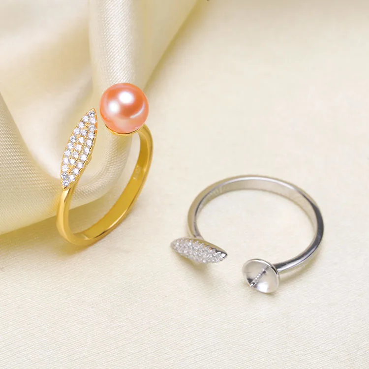 

Hot Wholesale 925 Sterling Silver Pearl Ring Finger Ring Setting Adjustable Ring Findings Jewelry Parts Fittings Accessories