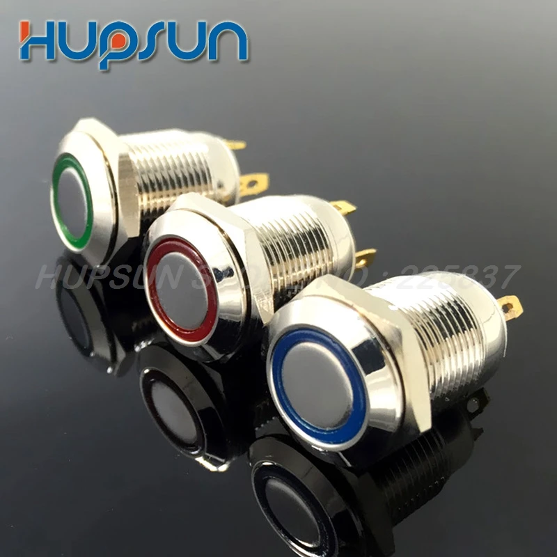 

10pc 5v 12volt 24 volt mini illuminated push start button 12mm momentary waterproof led push button switch