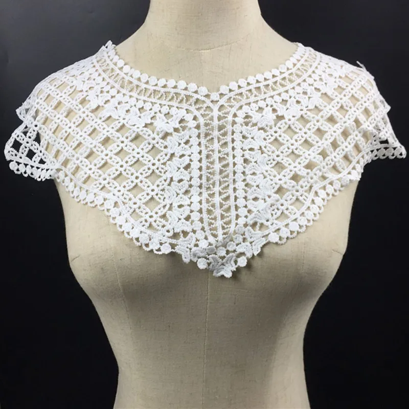 White Embroidery Flower Lace Neckline Fabric DIY Lace Collar Sewing Craft Neckline Decoration