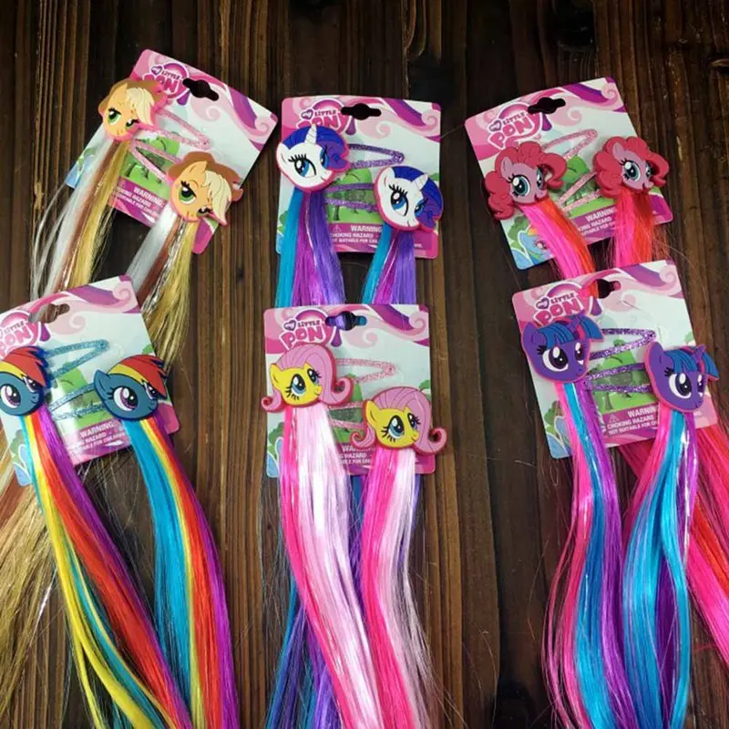 2pcs Pair Lovely Cartoon Unicorn Hair Clip Colorful Wig Hair Tie