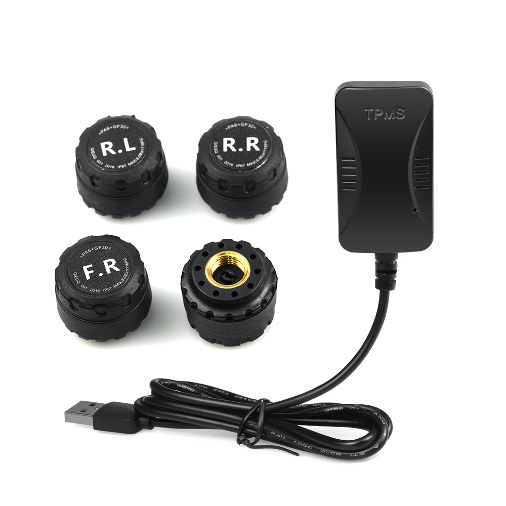 USB Android TPMS автомобильная система контроля давления в шинах дисплей 4 внутренних датчика Android навигация сигнализация давления в шинах 0-11