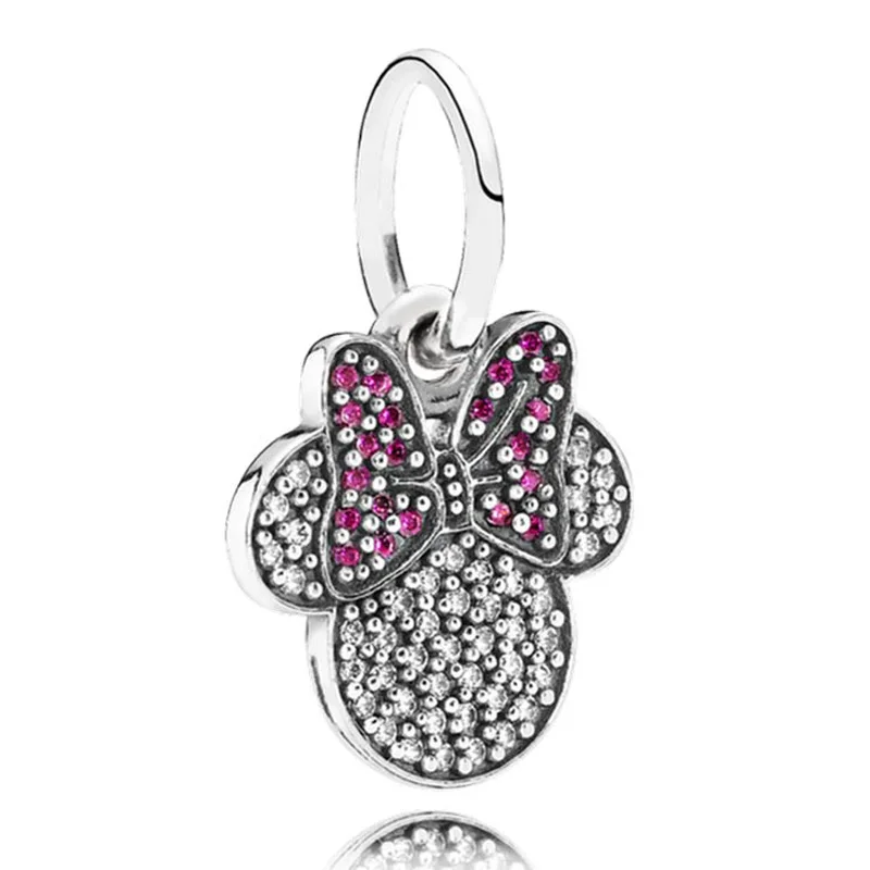 

Authentic 925 Sterling Silver Bead Charm Sparkling Minnie Icon With Crystal Pendant Beads Fit Pandora Bracelet Diy Jewelry