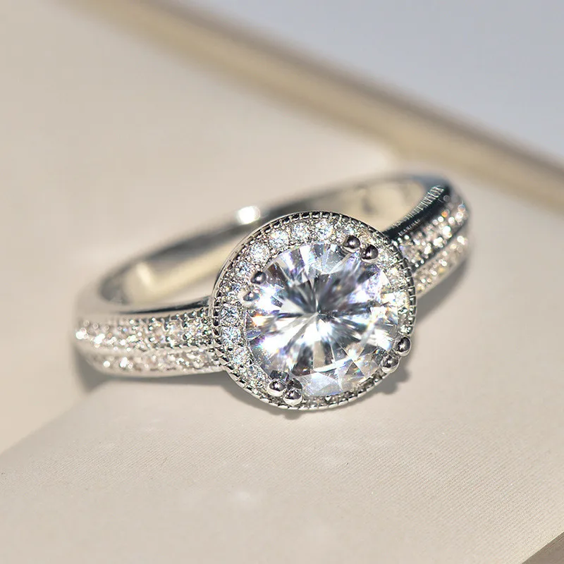 

ZN 2019 Shining Wedding Band Engagement Rings for Women anillos mujer Silver Color Promise Ring Luxury Jewelry Accessories