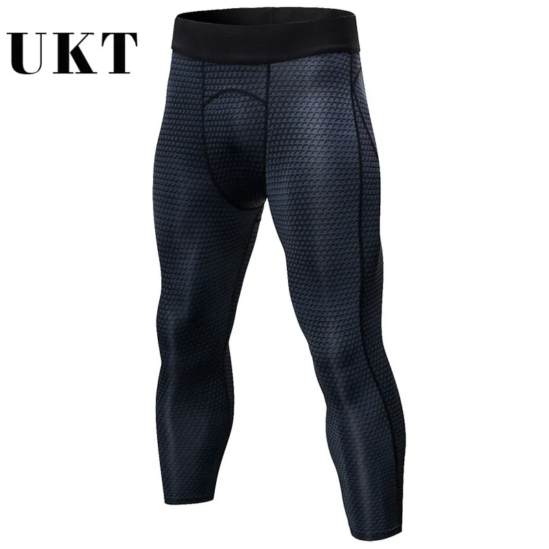 UKT брюки для бега мужские для фитнеса высокоэластичные Компрессионные спортивные Леггинсы дышащие быстросохнущие тренировочные штаны для спортзала Большие размеры - Цвет: Black Running Trouse
