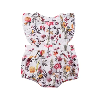 

0-24M Cute Newborn Baby Girl Ruffles Sleeveless Floral Bodysuit Jumpsuit Playsuit Outfits Summer Clothes