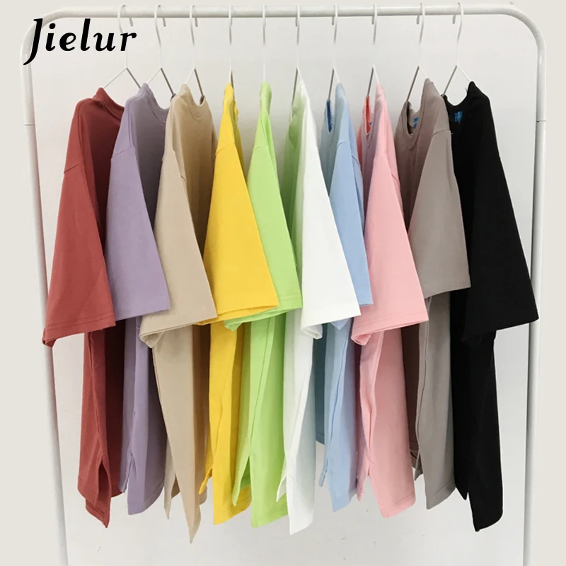 Jielur 10 Colors Candy Solid Color Korean T Shirt for Women Slim Harajuku Tees Top Female Loose White Tshirts Summer Dropshiping Jielur 10 Colors Candy Solid Color Korean T Shirt for Women Slim Harajuku Tees Top Female Loose White Tshirts Summer Dropshiping