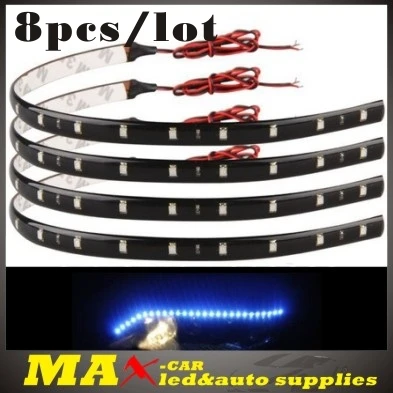 Hot Sale 2014 Car styling 8Pcs Flexible LED Strips Daytime Running Light 5 Color 30cm waterproof 5050 Blub 12 SMD High Power | Автомобили