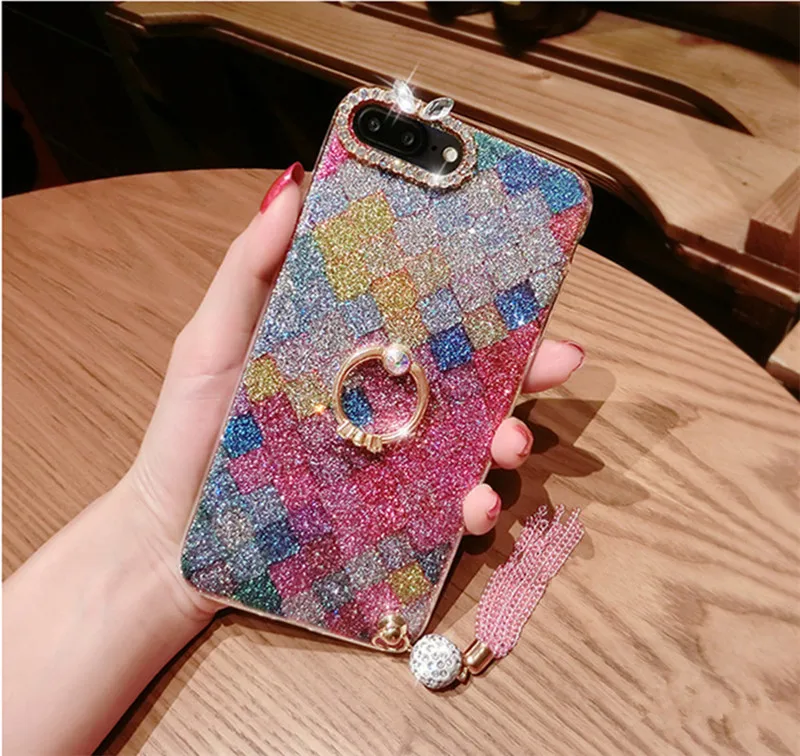 LaMaDiaa для iphone 11 Pro MAX 6 6S 7 8 Plus X XS XR роскошный блестящий кулон со стразами и кольцом