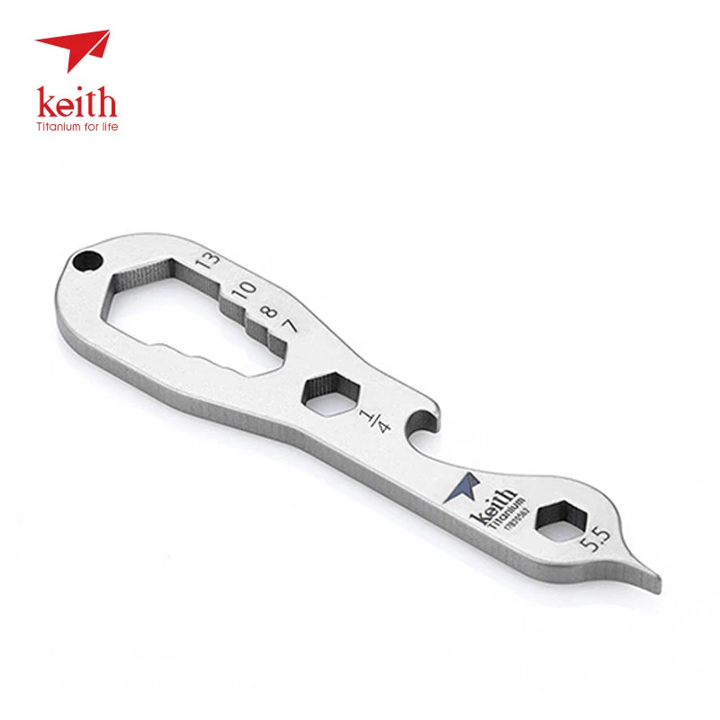 Keith Titanium Alloy Screwdriver Bottle Opener Outdoor Multifunctional Ultralight Spanner Pocket Tool Wrench Mini Size Key Chain