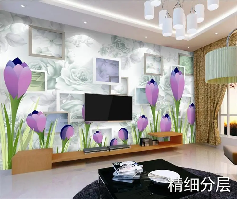 3D Wallpaper Custom Foto HD Mural Modern Minimalis Elegan Tulip