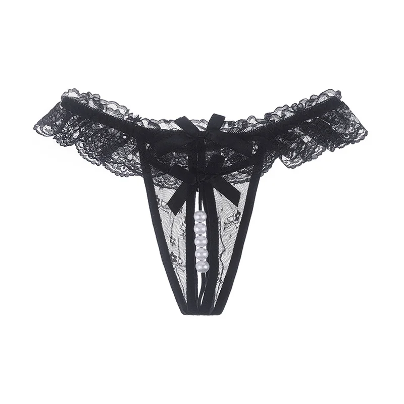 

Women's Crotchless Panties Lace Temptation Open Crotch Sex Thongs Culotte Femme Erotic Lingerie Pearl G Strings Erotic Clothes