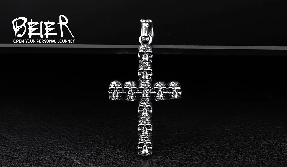 Винтаж крест череп кулон для Для мужчин 316 Нержавеющая сталь Титан Для Мужчин's neckace педанты в стиле панк BP8-157