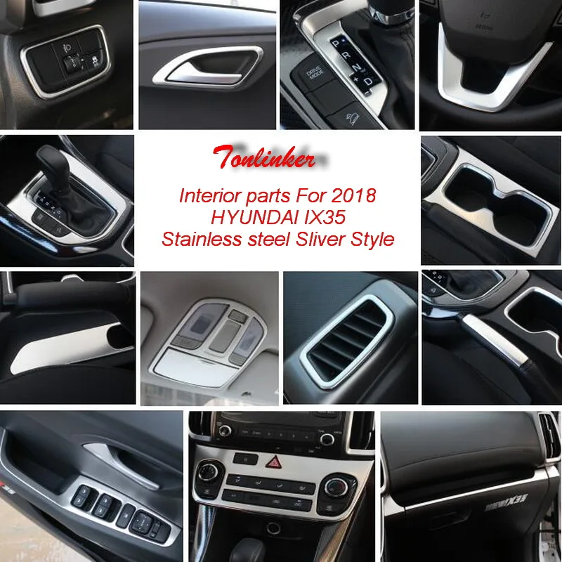 Tonlinker Cover sticker for Hyundai IX35 2018-19 Car styling 1-4 Pcs Stainless steel Sliver Car Interior parts Cover Stickers Tonlinker Cover sticker for Hyundai IX35 2018-19 Car styling 1-4 Pcs Stainless steel Sliver Car Interior parts Cover Stickers