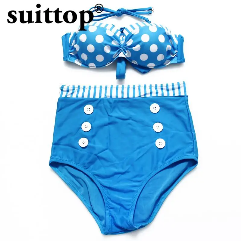 Suittop Трусики бикини 2017 женская обувь ткань в горошек комплект Купальники для