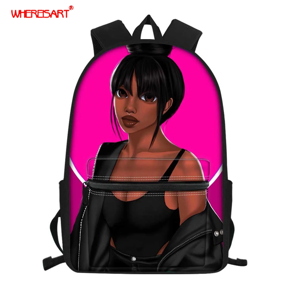 

WHEREISART Women Backpack Girls 15.6" Laptop Backpack African American School Notebook Bag Black Girl Magic Backpack for Teens