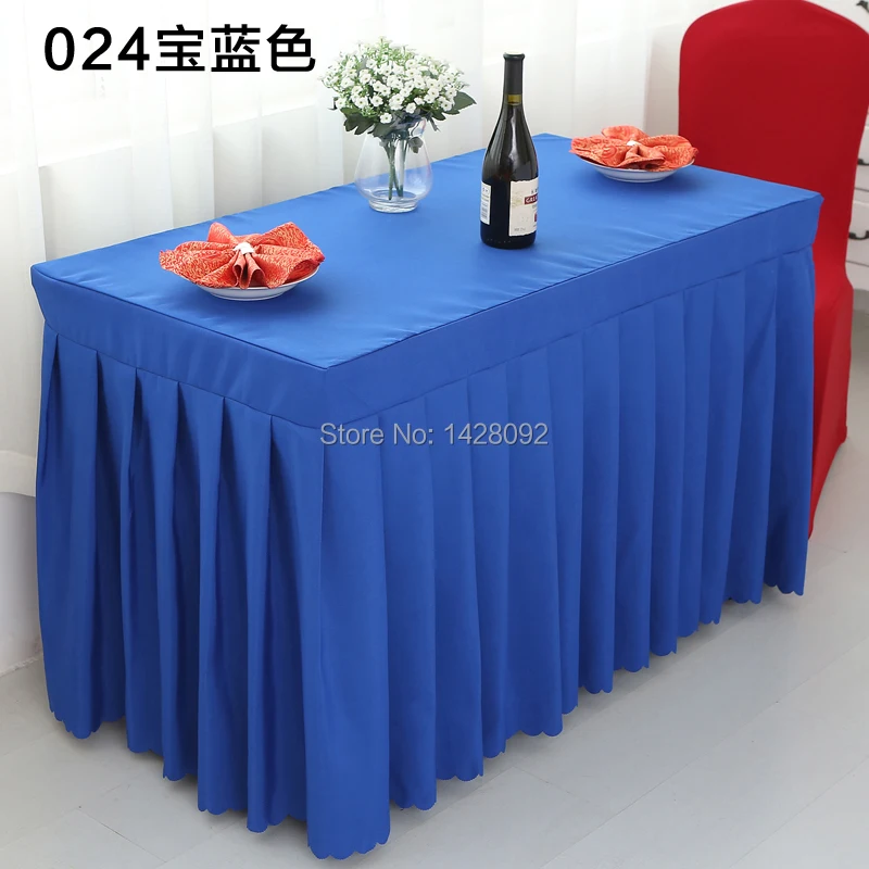 

blue plain polyester skirting cover can do customized size