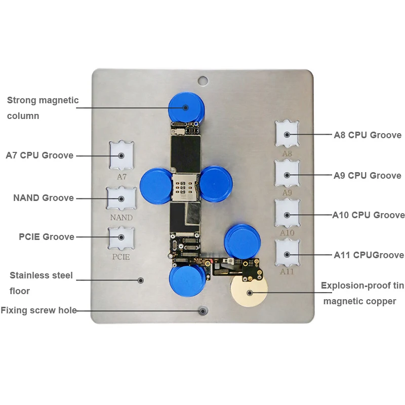 Универсальный магнитный держатель PCB толщиной нержавеющая сталь Материнская плата джиг с IC NAND PCIE слот для телефона пайки ремонт