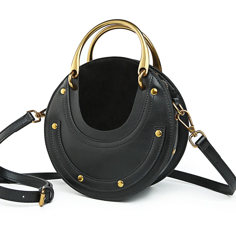 White Qualité Véritable De brown 2019 Mode Femmes Cuir Cercle black Sacs Main En Sac Supérieure Marque Bandoulière Caker À APz5Waxz
