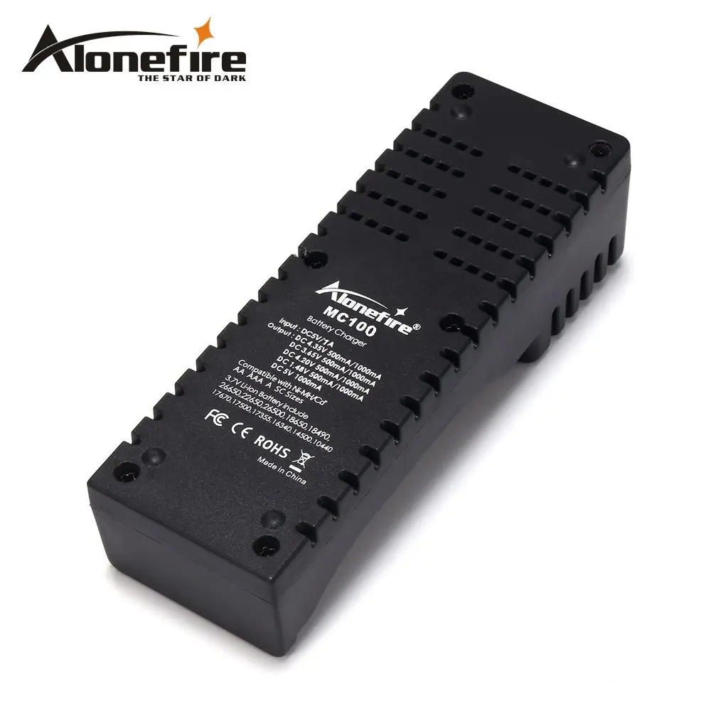 AloneFire MC100 18650 зарядное устройство для 26650 16340 CR123 1,2 в Ni-MH Ni-Cd перезаряжаемый аккумулятор(без выхода 5 В