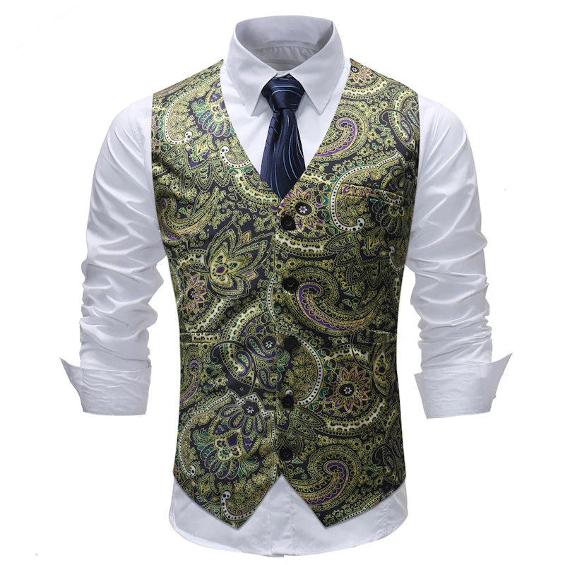 Men's Classic Paisley Jacquard Waistcoat Vest Party