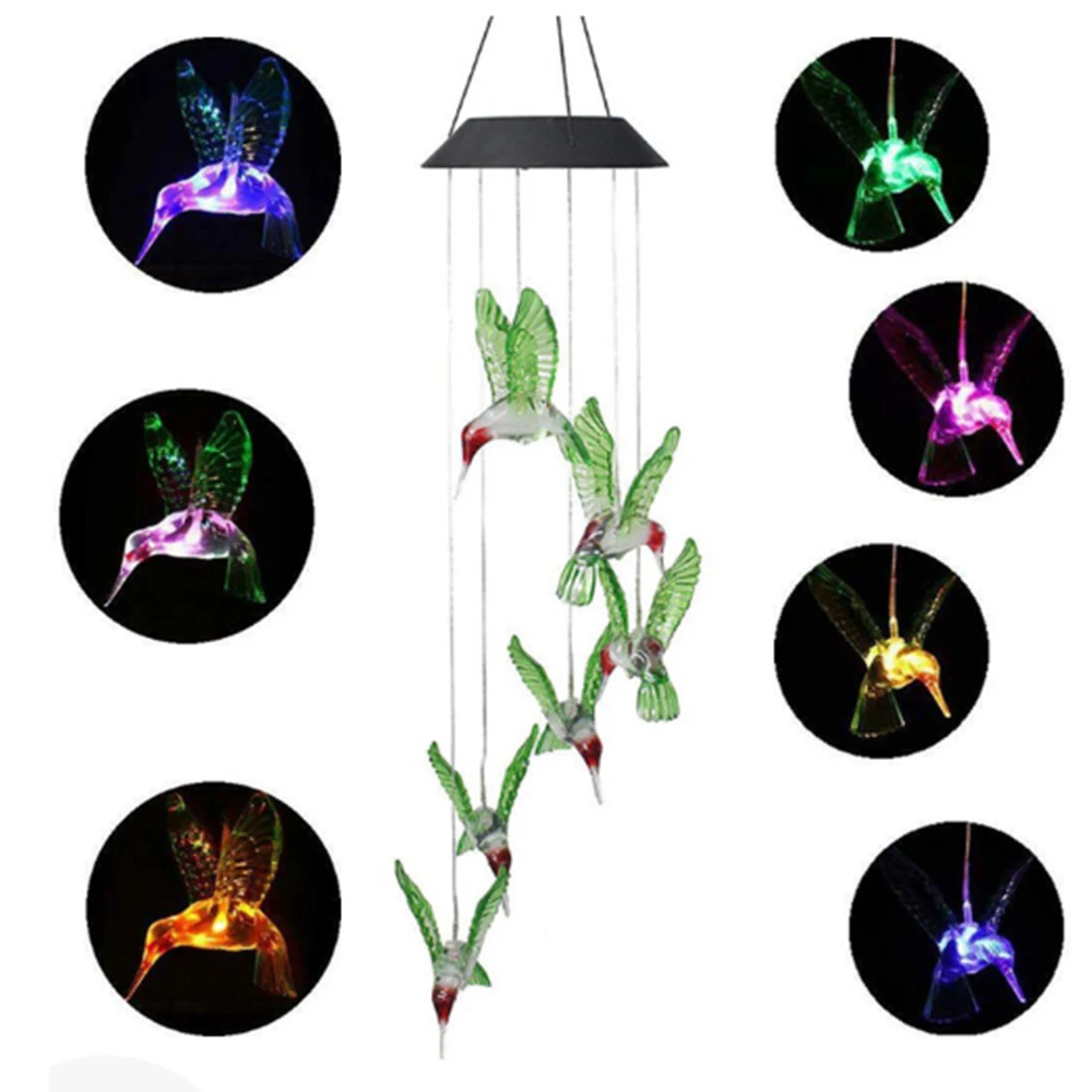 

Outdoor Solar Lamps Solar Wind Chime Light Solar Lamp Hummingbird LED Solar Light Christmas Party Garden Lights