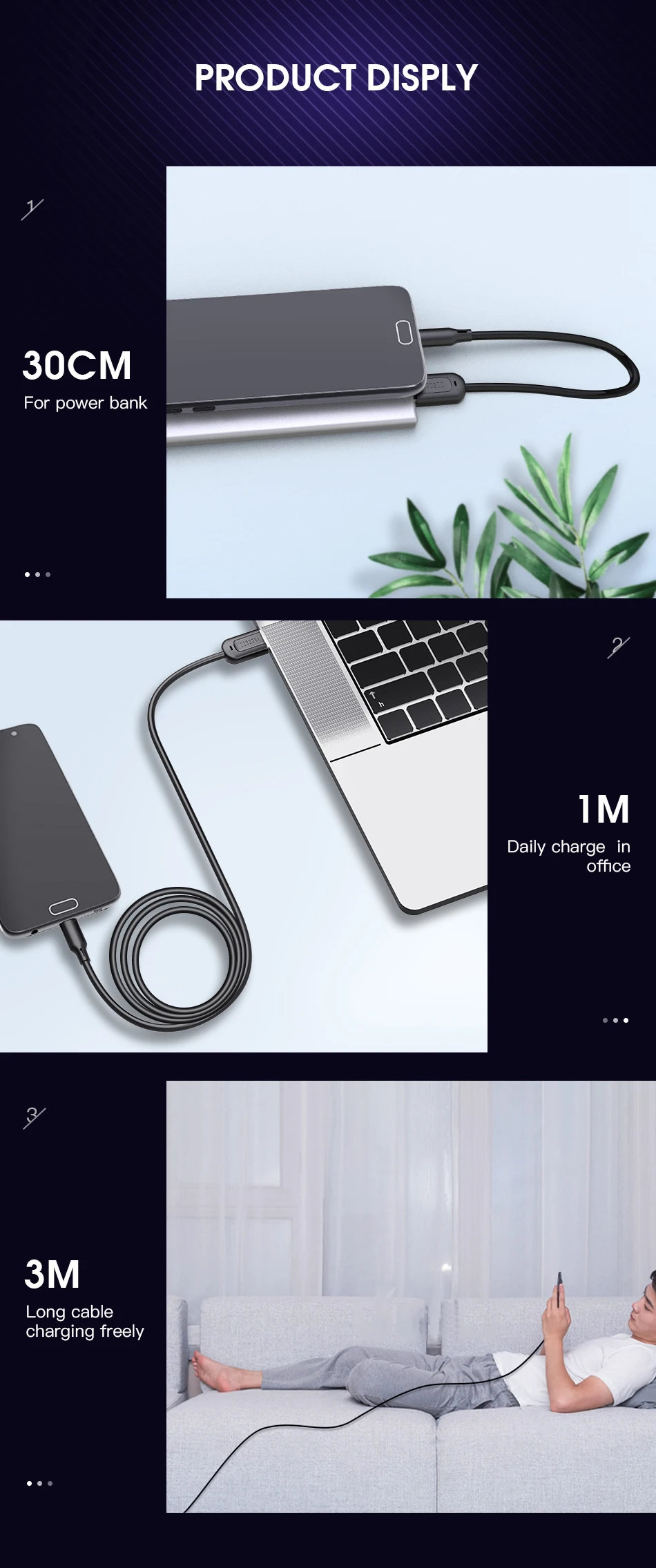 !ACCEZZ USB Data Cable For Android Micro USB For Samsung Galaxy S6 S7 Edge Xiaomi Redmi Huawei Phone Charging Long Cable Charger 3M(9)