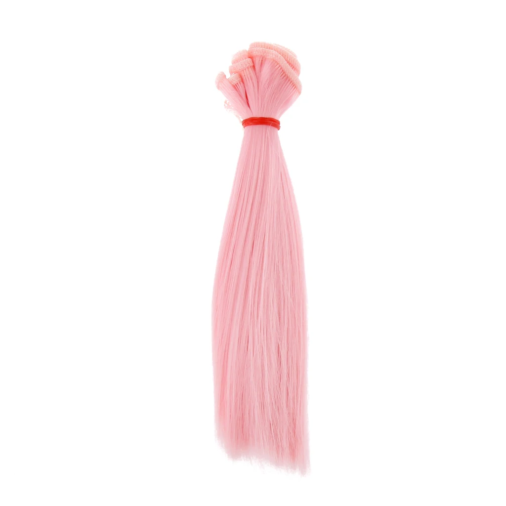 15x100cm Pink Wig Straight Hair for 1/3 1/4 1/6 BJD Doll DIY Girl Dolls Making and Repair Supplies