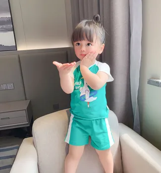 

0-24M New Born Baby Clothes 2pcs Set Pink Cartoon Print Tshirt For Boys Stripe Pants Legging Baby Boys Clothes Newborn Set