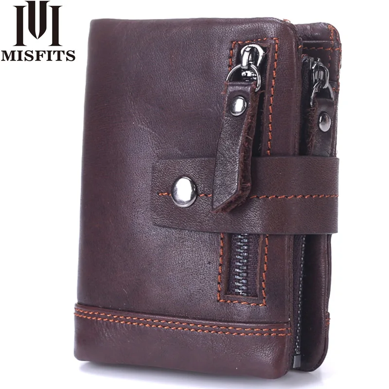 MISFITS 2018 NEW Genuine Leather Men Wallets Casual Zipper font b Coin b font font b
