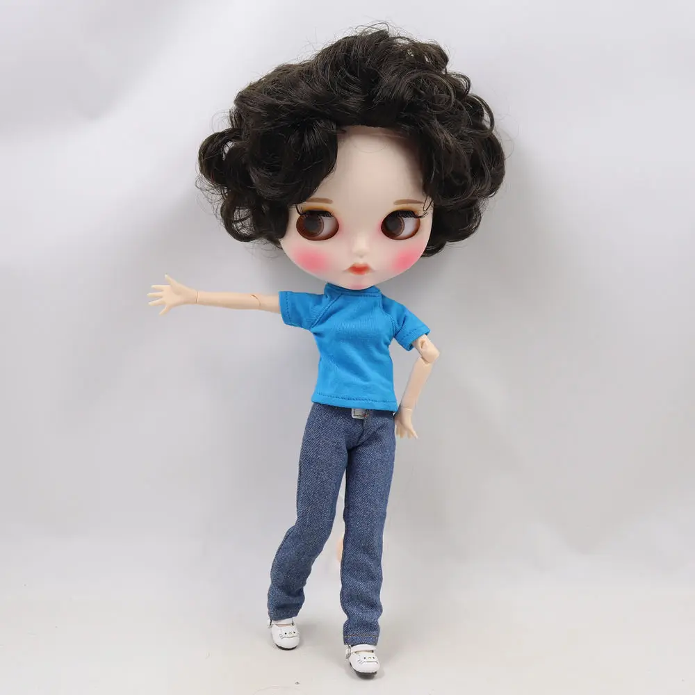 Кукла Blyth 1/6 bjd белая кожа суставное тело красивый черный короткие волосы новое матовое лицо с бровями блеск для губ ледяной sd игрушка