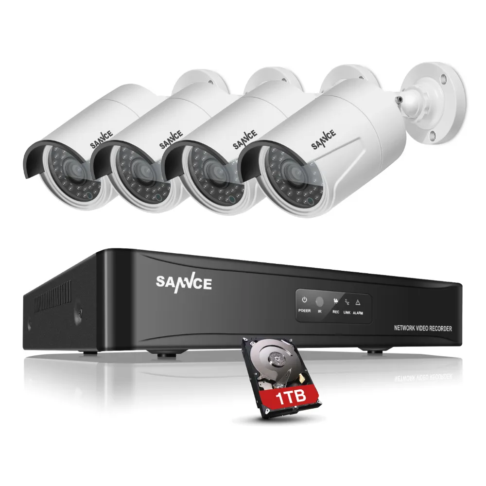 SANNCE 4CH HDMI NVR PoE Kit Outdoor 960P CCTV Security Camera System IP Network POE System