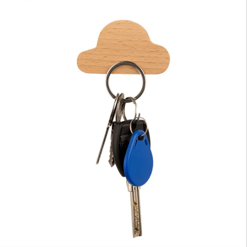 Творческий 6 деревянная стилизованная в форме крючок для ключей настенный крючок деревянные крючки ключ магнитной муфты для автомобилей для холодильника магнитные ключей настенный держатель двери крючок - Цвет: Beech Cloud