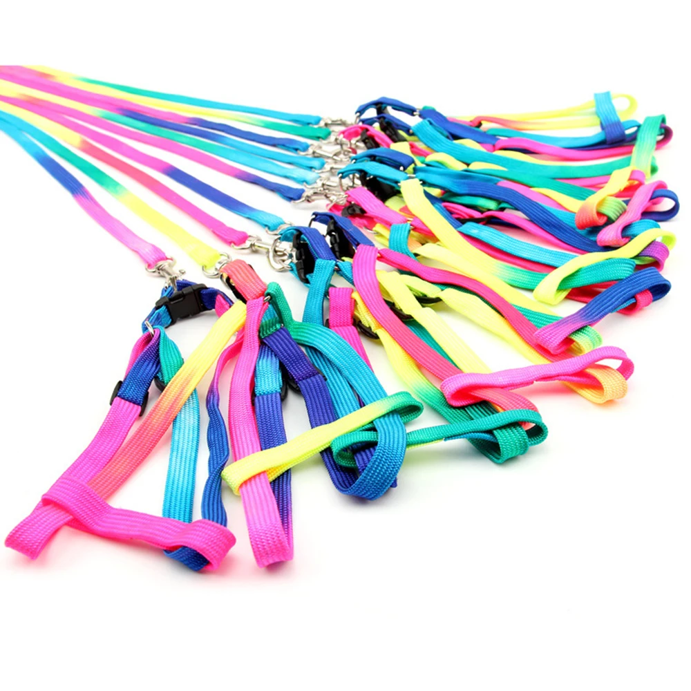 

Pet Dog Leashes Adjustable Mesh Polyester Rainbow Running Leash Collars for Medium Size Dog