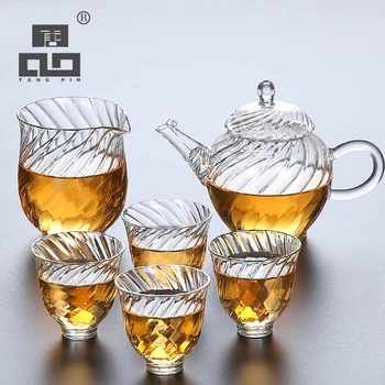 

TANGPIN coffee and tea sets glass teapot with 4 teacups glass tea set drinkware for christmas gifts