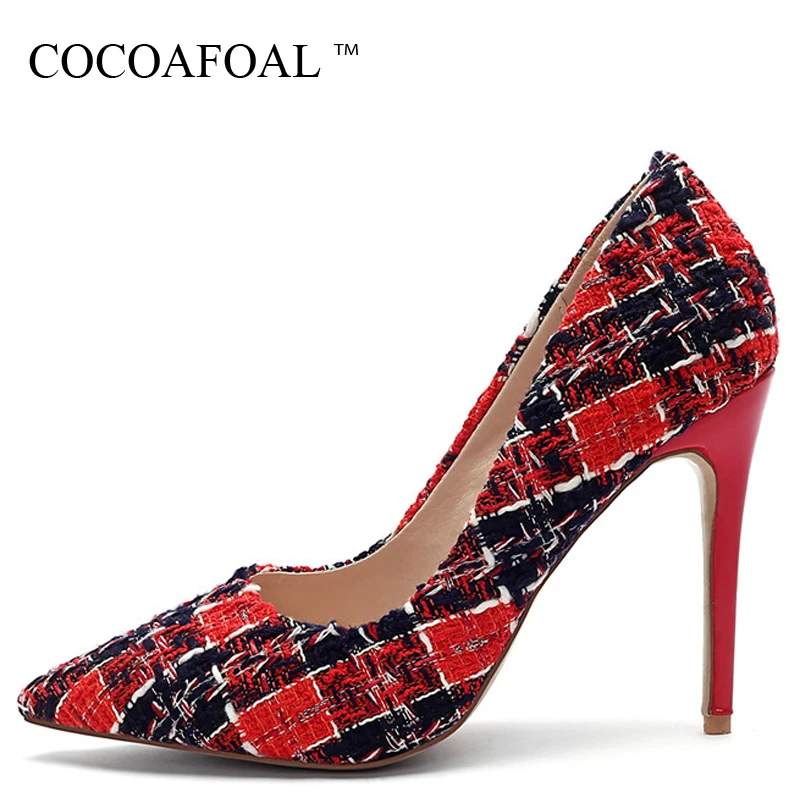 

COCOAFOAL Sexy Woman High Heels Shoes Heel Shoes Women's Black White Red Plus Size Pointed Toe Pumps Party Stiletto Graffiti