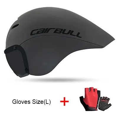 Gray and Gloves XL Bicycle Helmet Aero racing With TT Glasses Cycling Helmet Sports Safety Helmet Triathlon Bike helmet In-mold Casco Ciclismo - Цвет: Gray and Gloves XL