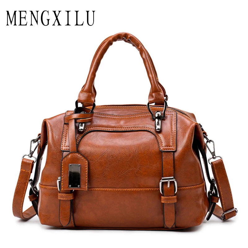 MENGXILU Leather Bags Women Handbags Large Captain Boston Ladies Casual Tote Bags Handbags Women Famous Brand bolsa feminina MENGXILU Leather Bags Women Handbags Large Captain Boston Ladies Casual Tote Bags Handbags Women Famous Brand bolsa feminina