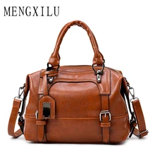 MENGXILU Leather Bags Women Handbags Large Captain Boston Ladies Casual Tote Bags Handbags Women Famous Brand bolsa feminina цена MENGXILU Leather Bags Women Handbags Large Captain Boston Ladies Casual Tote Bags Handbags Women Famous Brand bolsa feminina цены онлайн