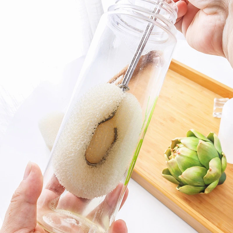 

NEW Long Handle 360 Degree Bottle Brush Portable Cleaning Sponge Brush Fashion Stainless Steel Cleaning Tool