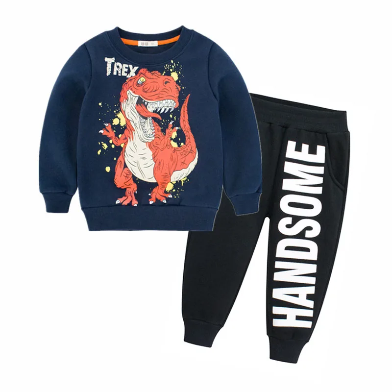 

2018 Autumn Winter Boys Clothes Set Long Sleeve Dinosaur Kids Tops and Pants Set 2 3 4 8 Years Baby Children Clothing Tracksuit