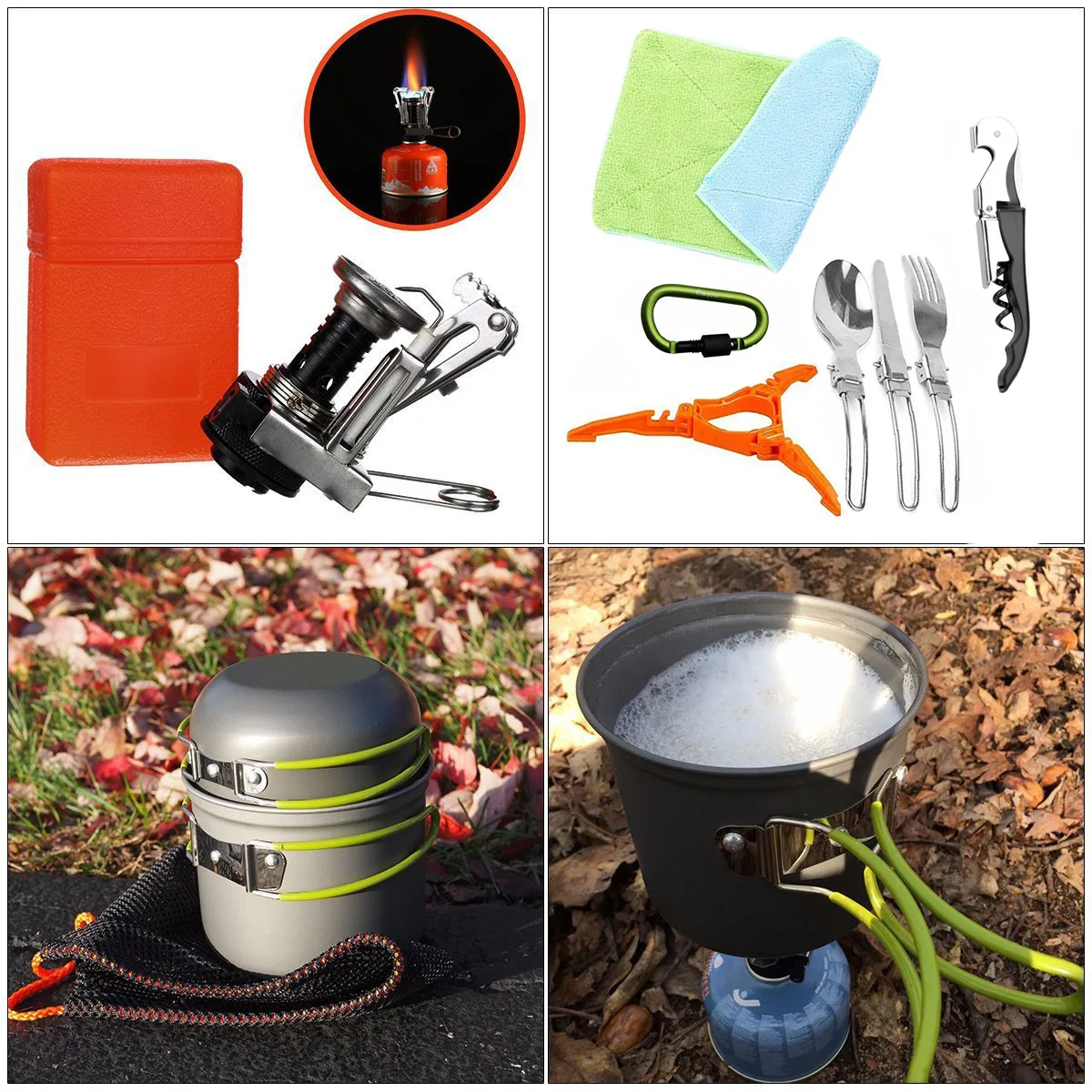 

2019 New Outdoor Camping Hiking Tableware Aluminium Alloy Cookware Cooking Picnic Traveling Bowl Pot Pan Set for 1-2 persons