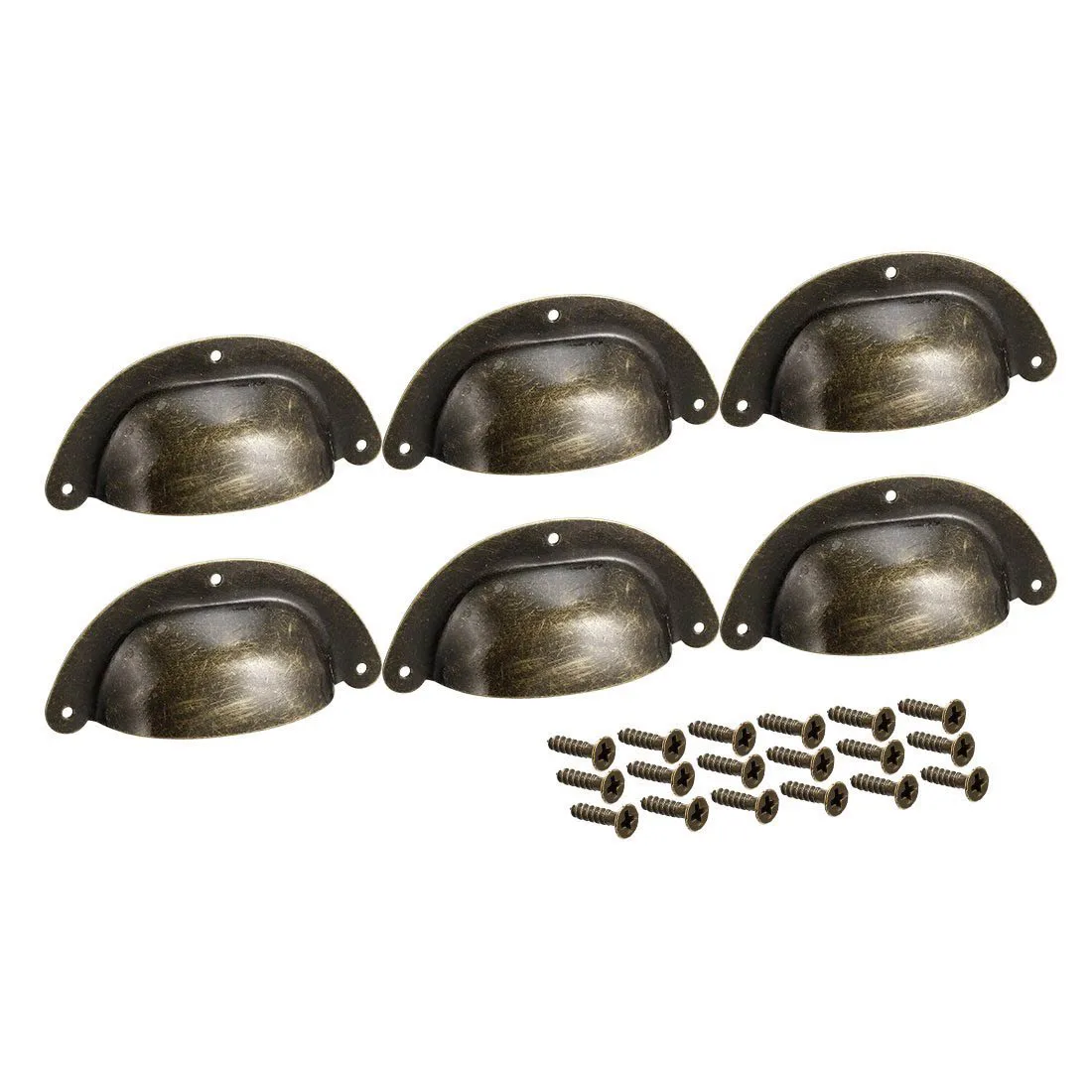 

88mm Hole Centers Vintage Style Cup Shell Drawer Pull Handle Bronze Tone 6pcs