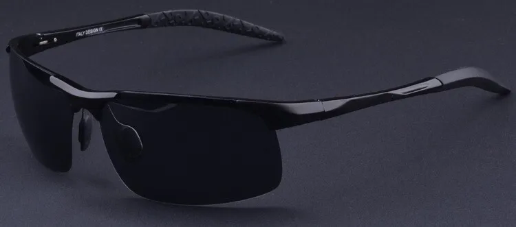 Поляризованные солнцезащитные очки с оправой из алюминиево-магниевого сплава, мужские солнцезащитные очки для вождения, зеркальные линзы, очки Oculos De Sol R562 - Цвет линз: Черный