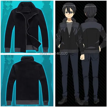 

SAO Sword Art Online Cosplay Kirigaya Kazuto Kirito Costumes Unisex Black cardigan Hoodie Daily Jacket Thick Warm Sweatshirts
