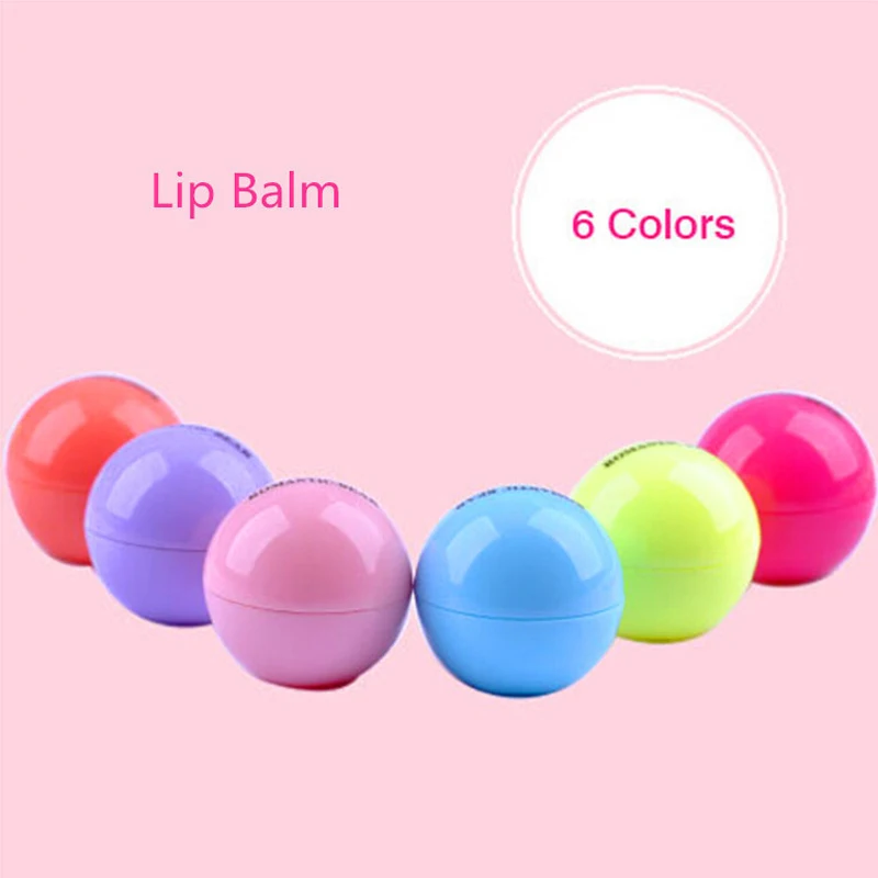 6 PCS Natural Moisturizing Lip Care Balm Lipstick Cute 6 Colors Round Ball Lip Balm Lipbalm