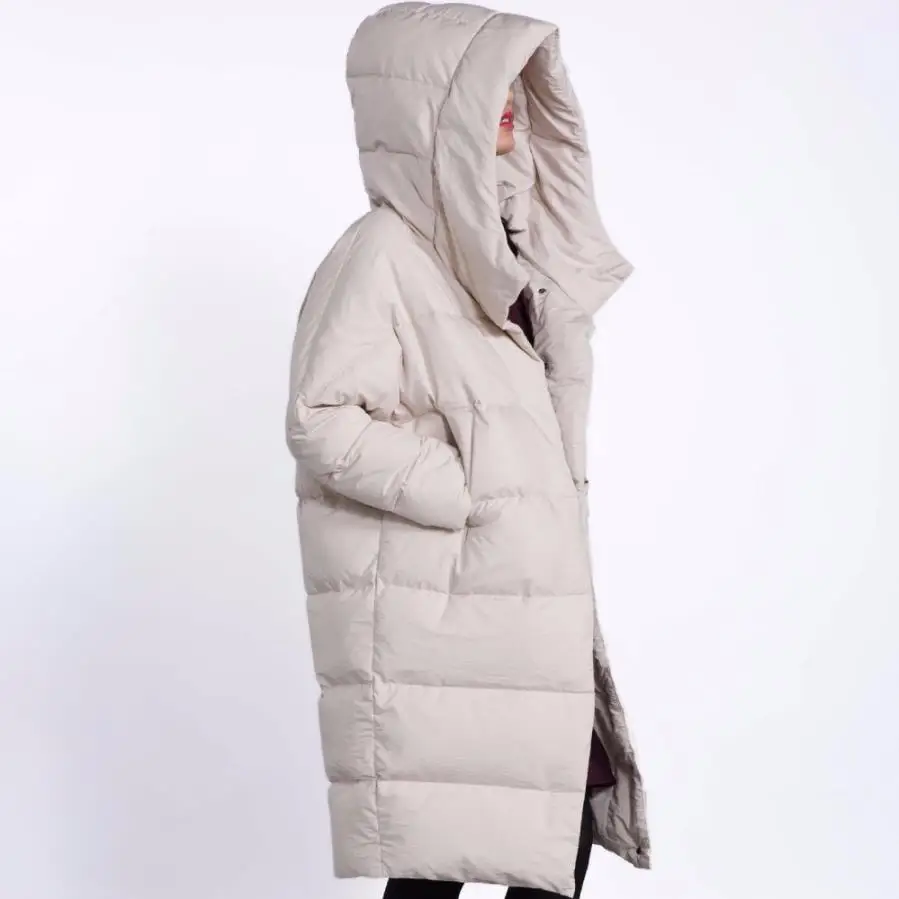 

Winter fahion brand good quality over the knee longer 90% duck down coat female plus size single breasted warm down jacket wq132